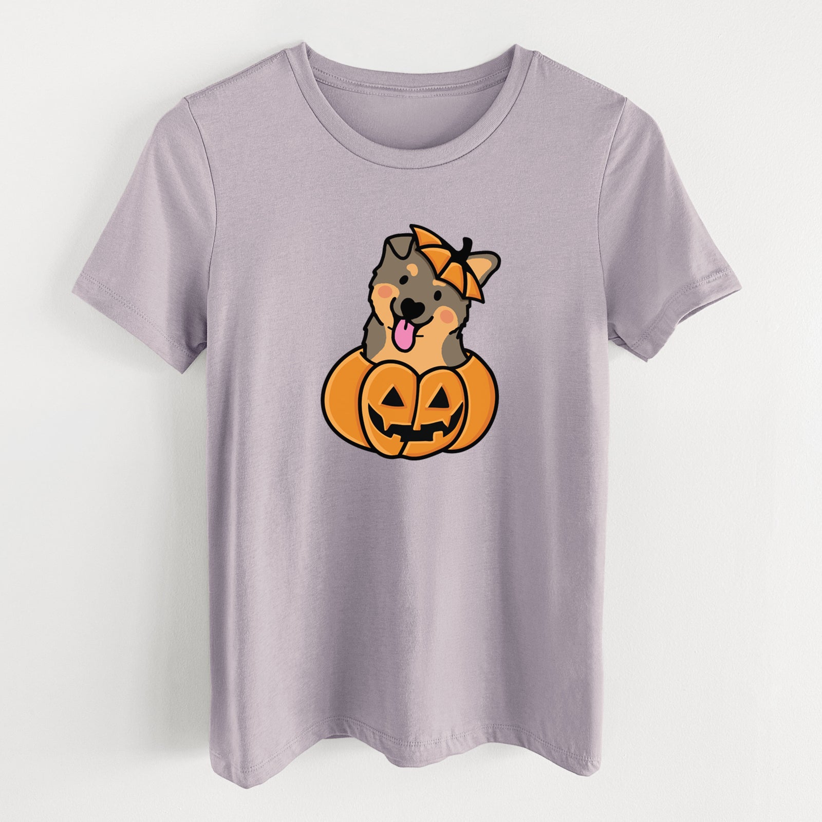 Pumpkin Pup - German Shepherd - Women's Lightweight Relaxed Fit 100% Cotton Crewneck