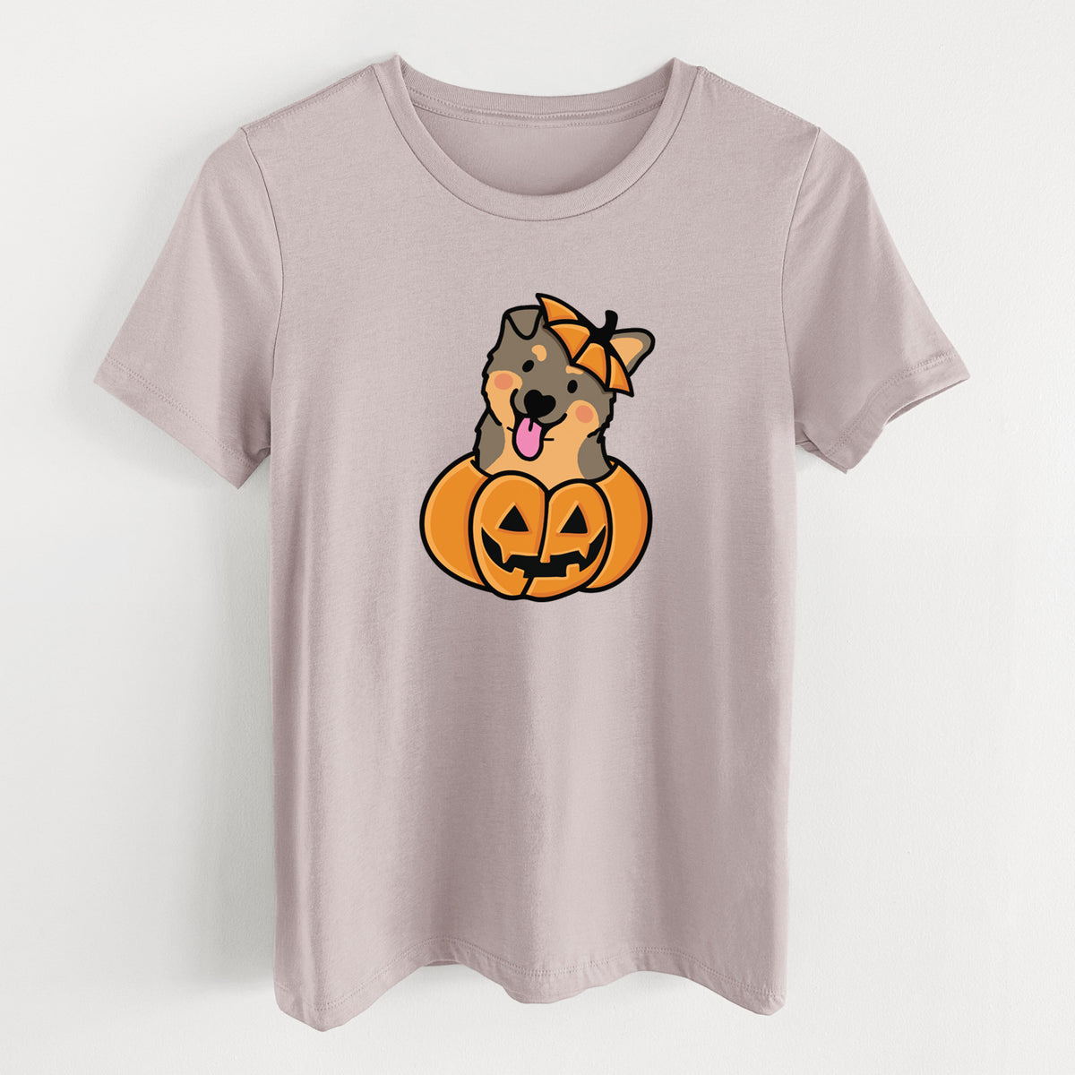 Pumpkin Pup - German Shepherd - Women's Lightweight Relaxed Fit 100% Cotton Crewneck