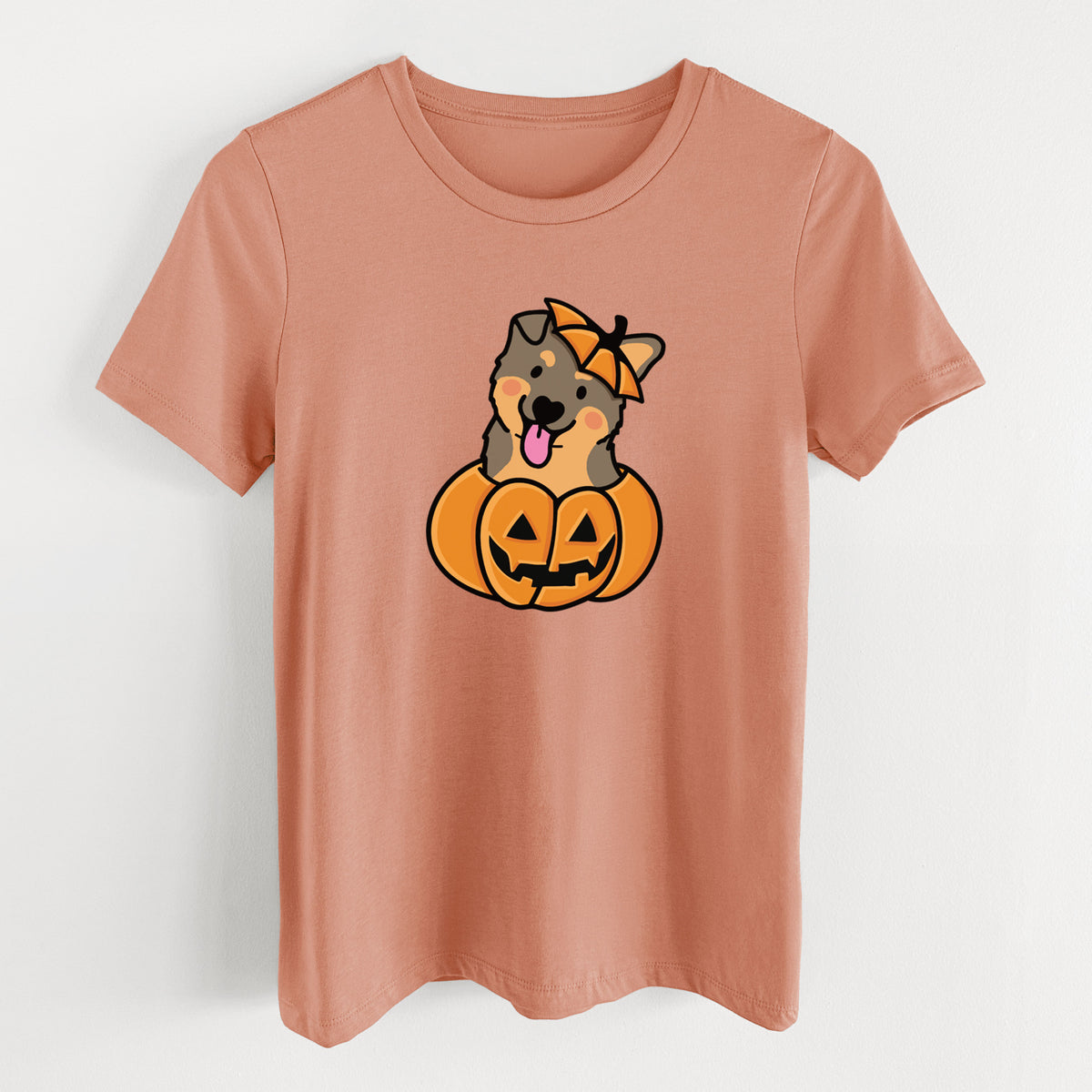Pumpkin Pup - German Shepherd - Women's Lightweight Relaxed Fit 100% Cotton Crewneck