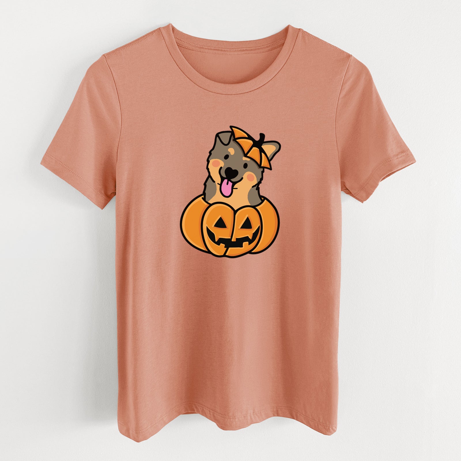 Pumpkin Pup - German Shepherd - Women's Lightweight Relaxed Fit 100% Cotton Crewneck