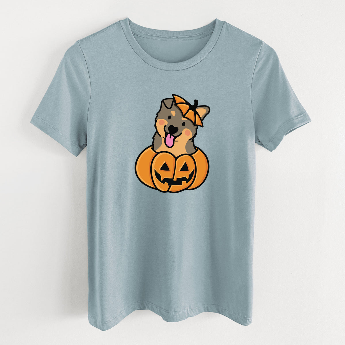 Pumpkin Pup - German Shepherd - Women's Lightweight Relaxed Fit 100% Cotton Crewneck