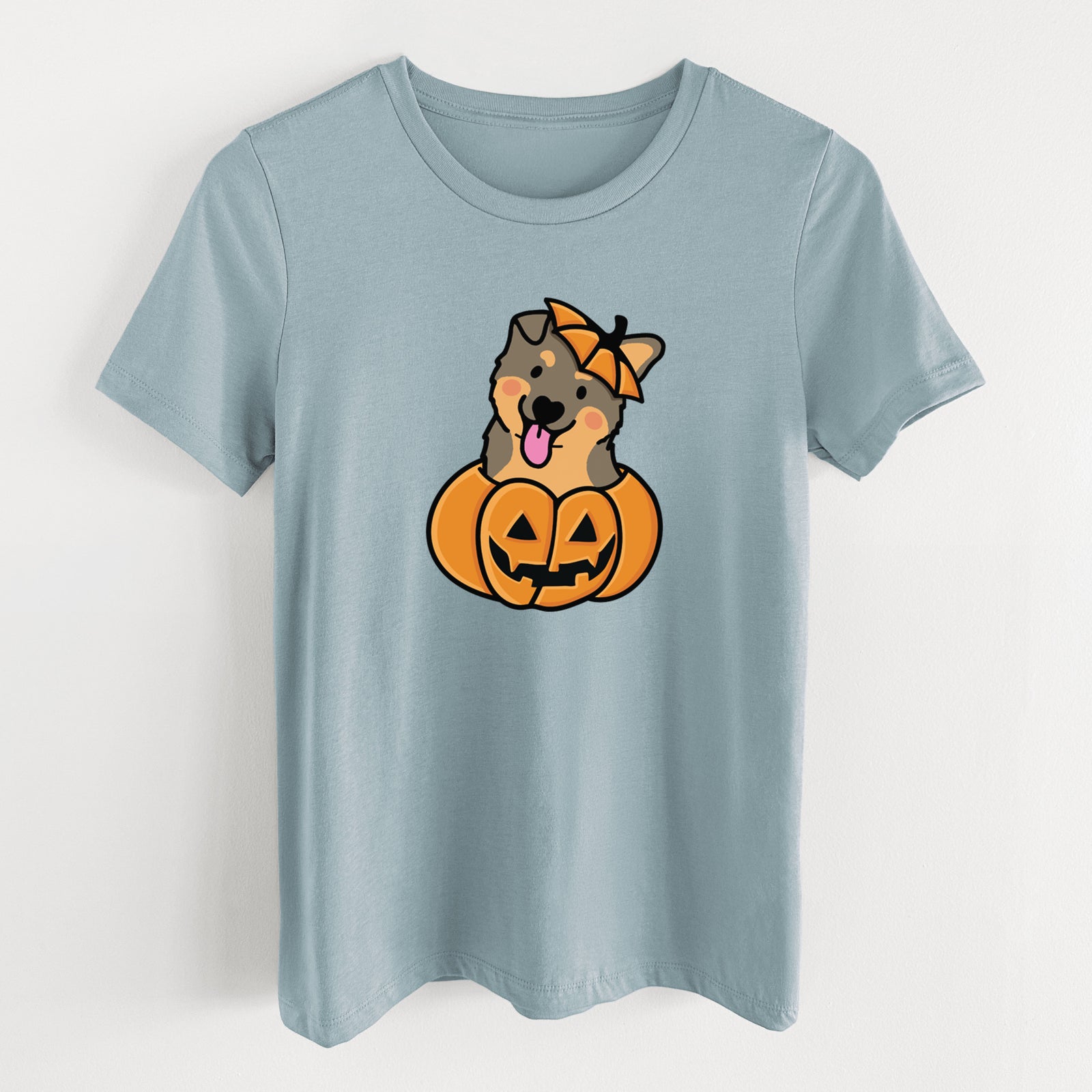 Pumpkin Pup - German Shepherd - Women's Lightweight Relaxed Fit 100% Cotton Crewneck