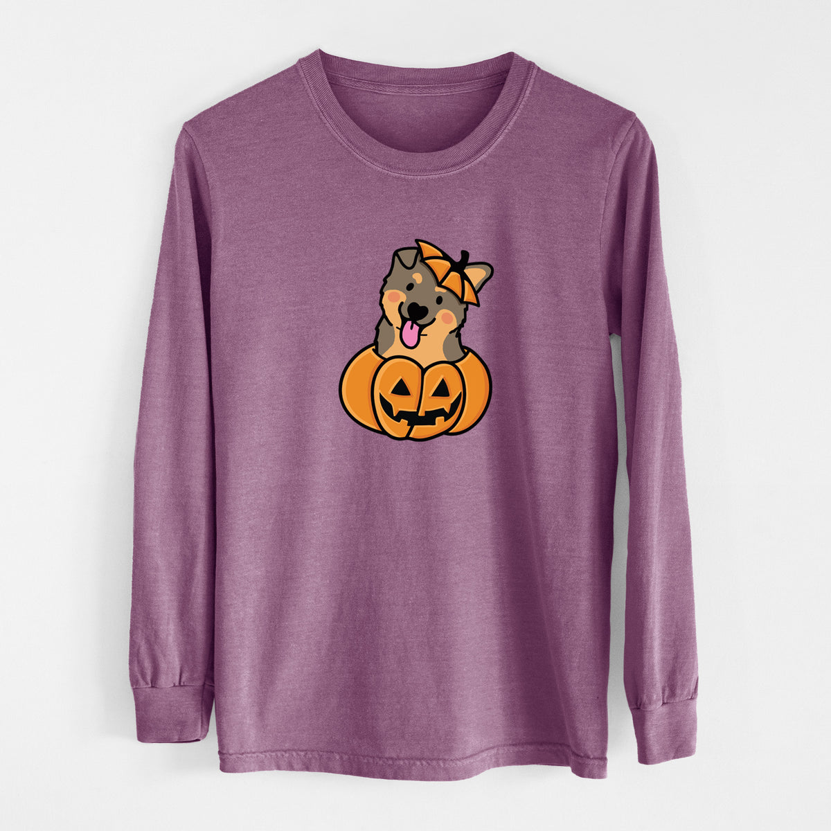 Pumpkin Pup - German Shepherd - Heavyweight 100% Cotton Long Sleeve