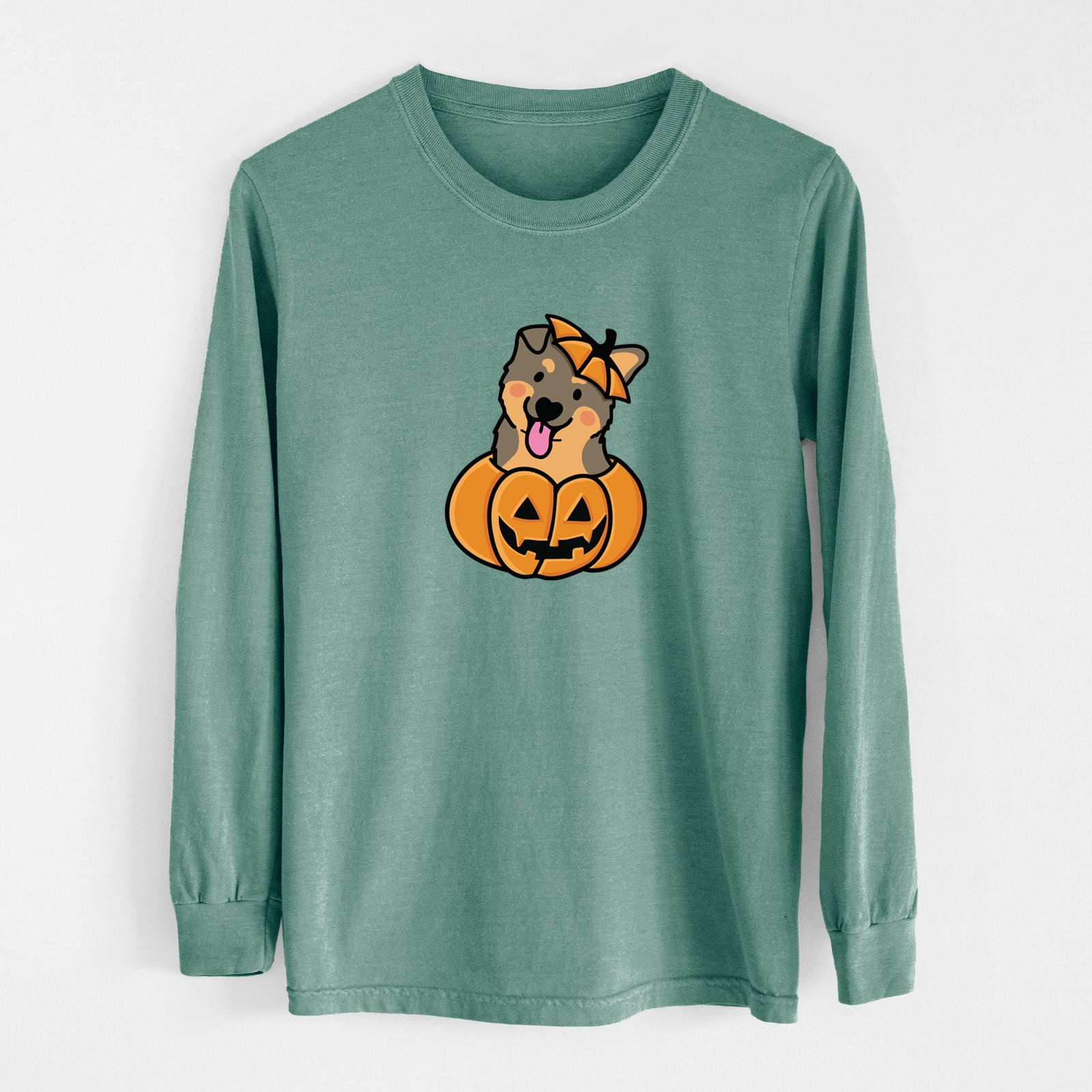 Pumpkin Pup - German Shepherd - Heavyweight 100% Cotton Long Sleeve