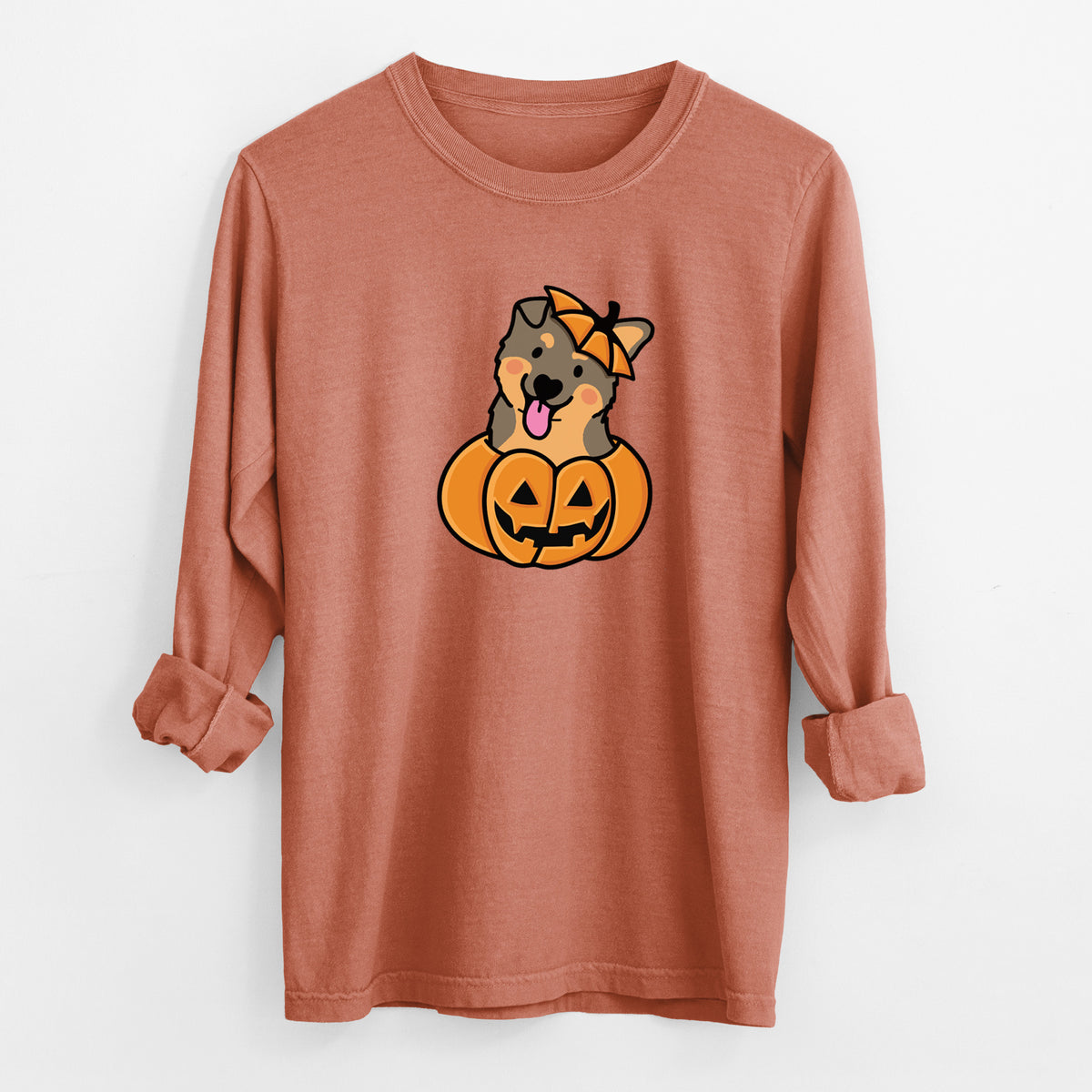 Pumpkin Pup - German Shepherd - Heavyweight 100% Cotton Long Sleeve