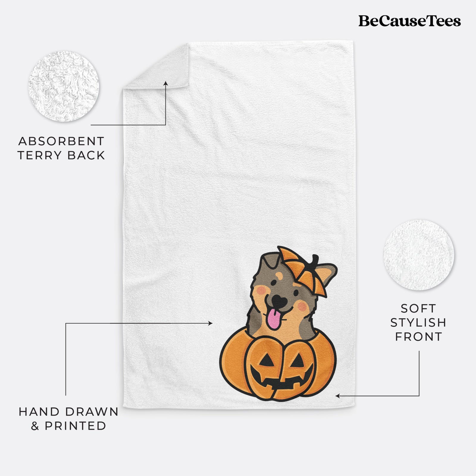Pumpkin Pup - German Shepherd Hand Towel