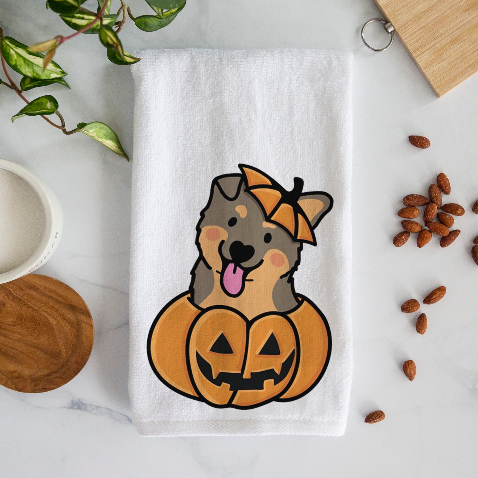 Pumpkin Pup - German Shepherd Hand Towel