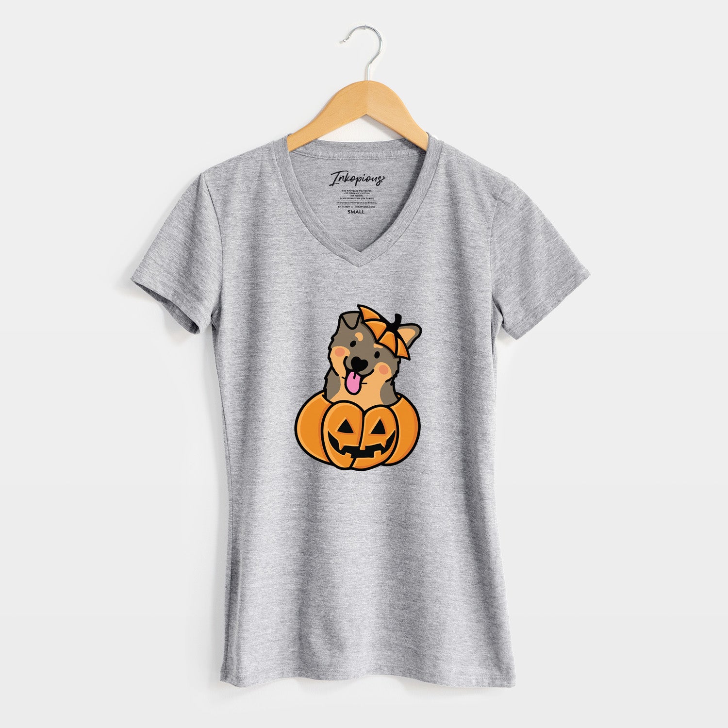 Pumpkin Pup - German Shepherd - Women's Perfect V-neck Shirt
