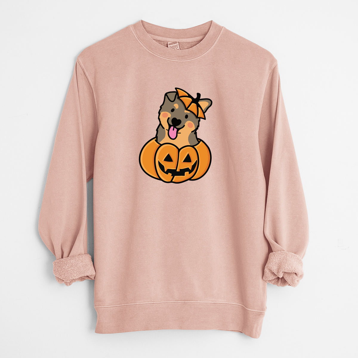 Pumpkin Pup - German Shepherd - Unisex Pigment Dyed Crew Sweatshirt