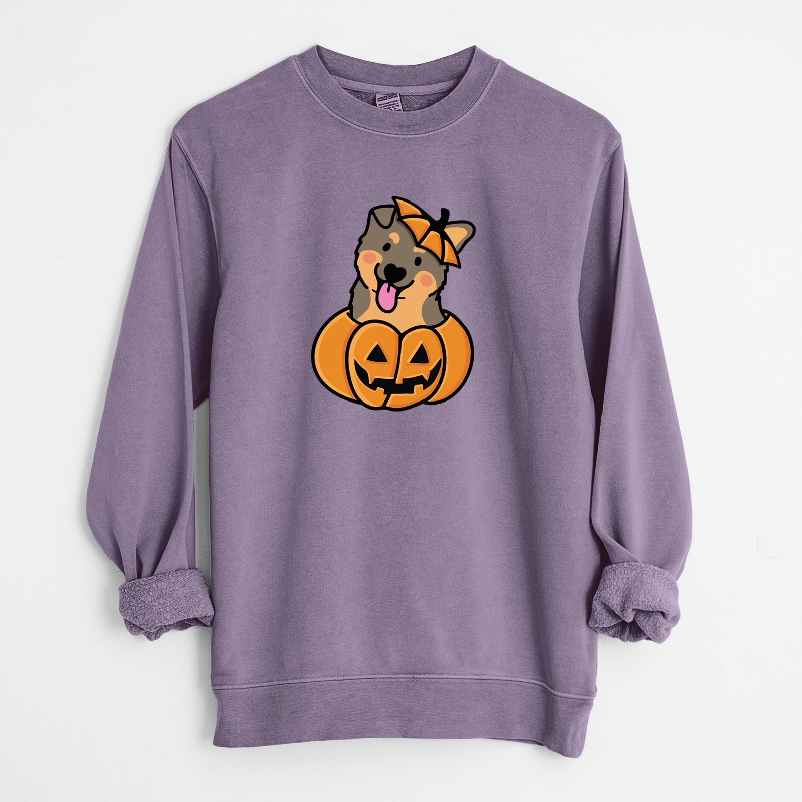 Pumpkin Pup - German Shepherd - Unisex Pigment Dyed Crew Sweatshirt