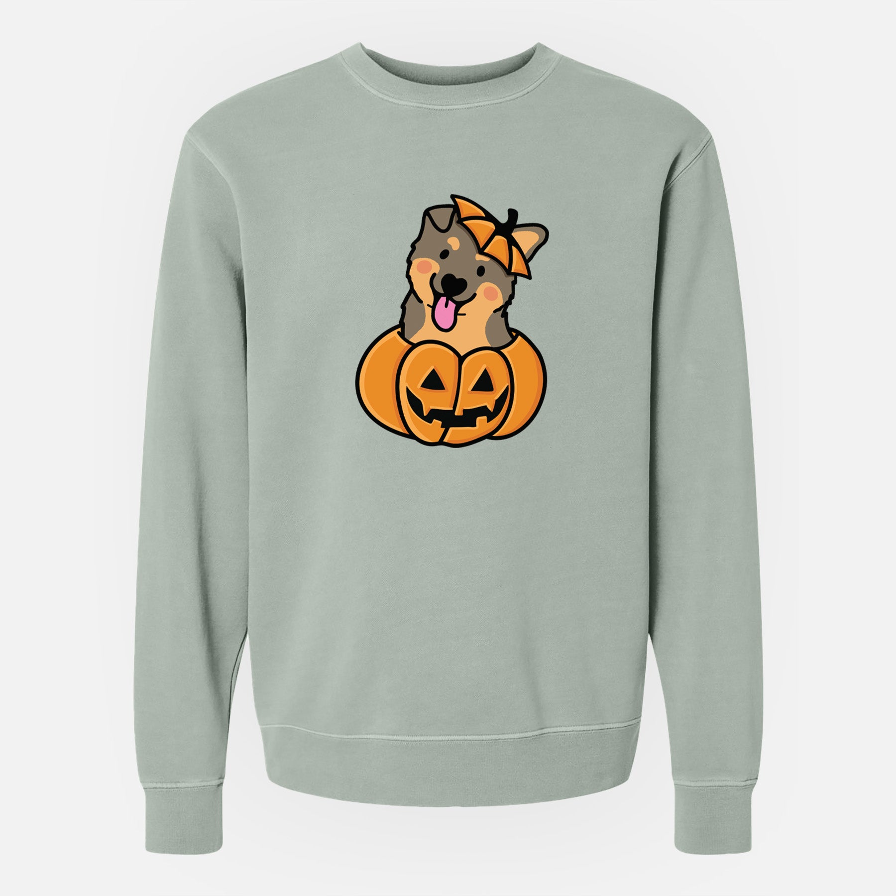 Pumpkin Pup - German Shepherd - Unisex Pigment Dyed Crew Sweatshirt