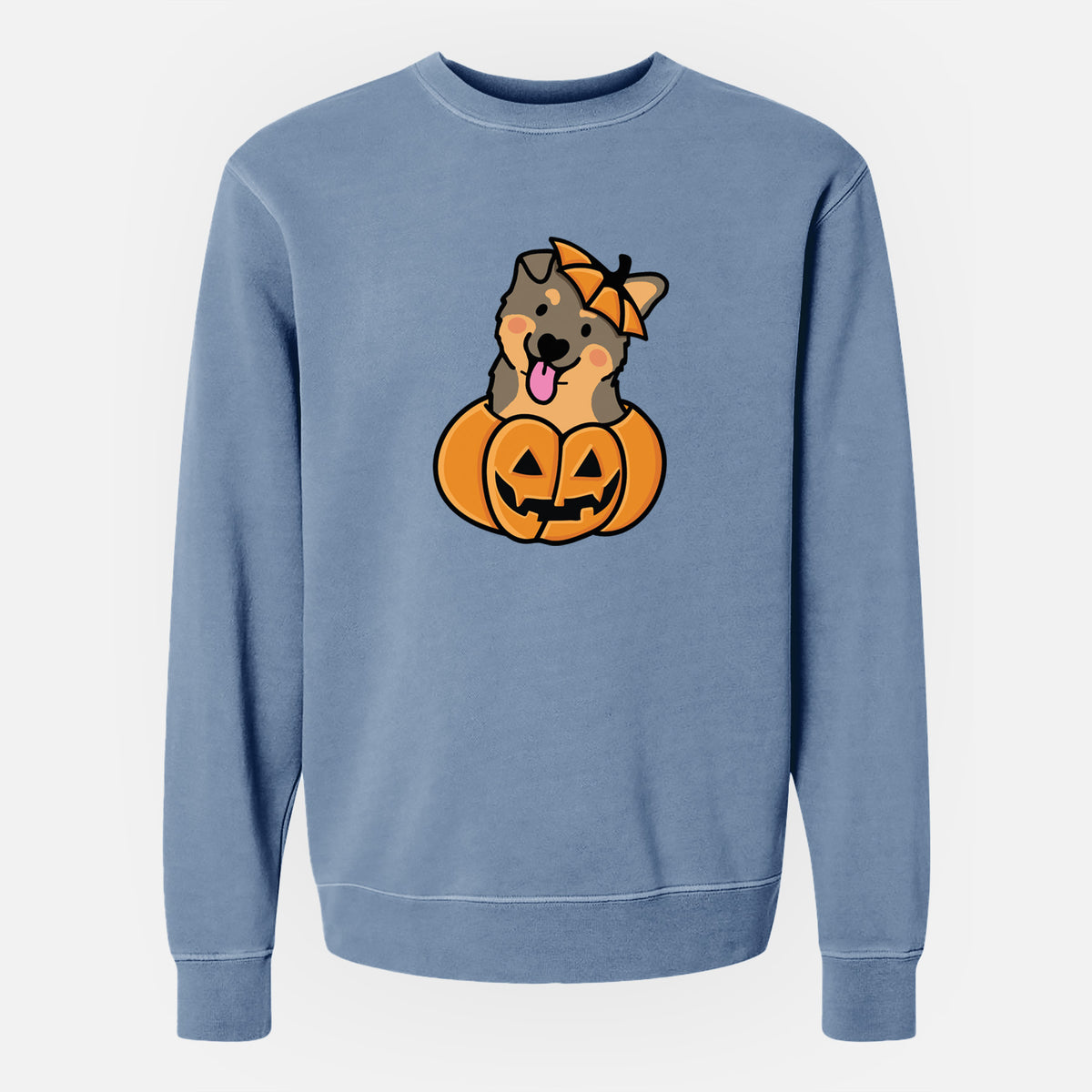Pumpkin Pup - German Shepherd - Unisex Pigment Dyed Crew Sweatshirt
