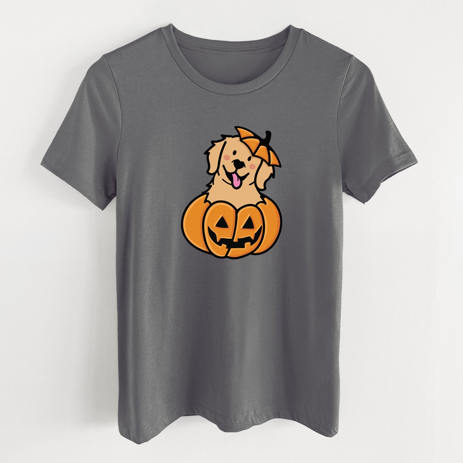 Pumpkin Pup - Golden Retriever - Women's Lightweight Relaxed Fit 100% Cotton Crewneck