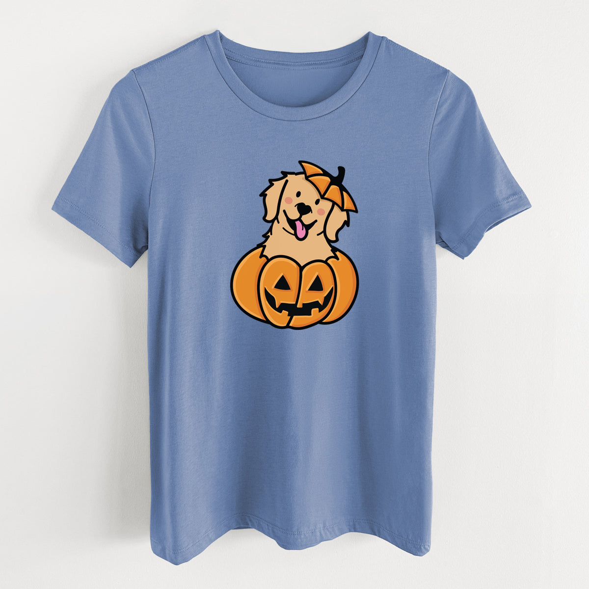 Pumpkin Pup - Golden Retriever - Women's Lightweight Relaxed Fit 100% Cotton Crewneck