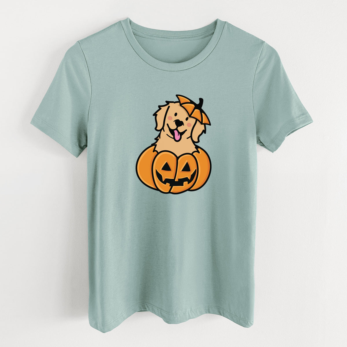 Pumpkin Pup - Golden Retriever - Women's Lightweight Relaxed Fit 100% Cotton Crewneck