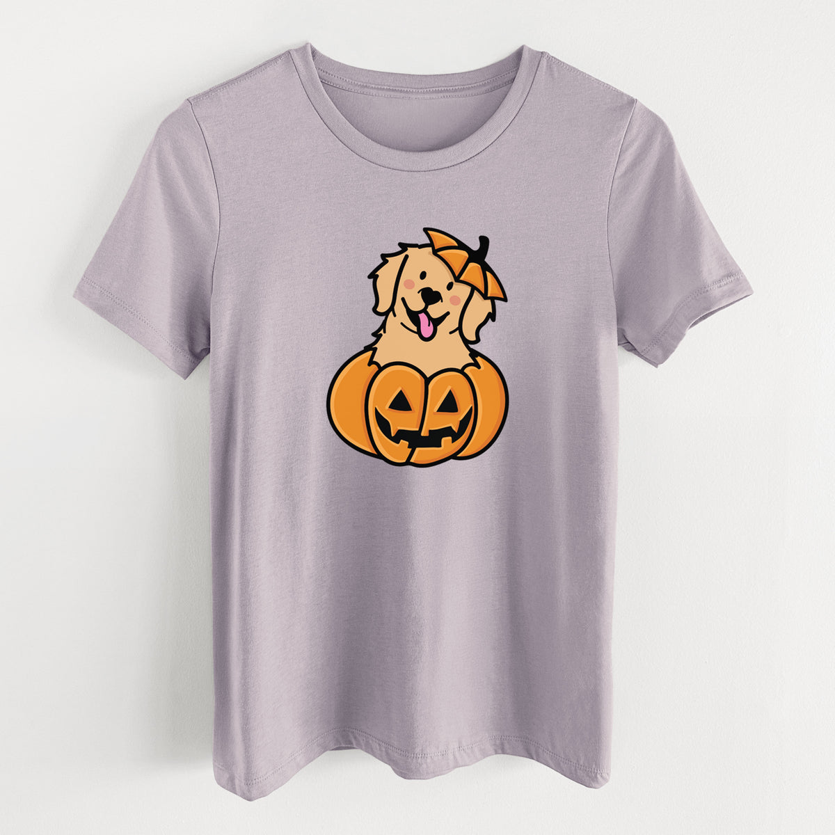 Pumpkin Pup - Golden Retriever - Women's Lightweight Relaxed Fit 100% Cotton Crewneck