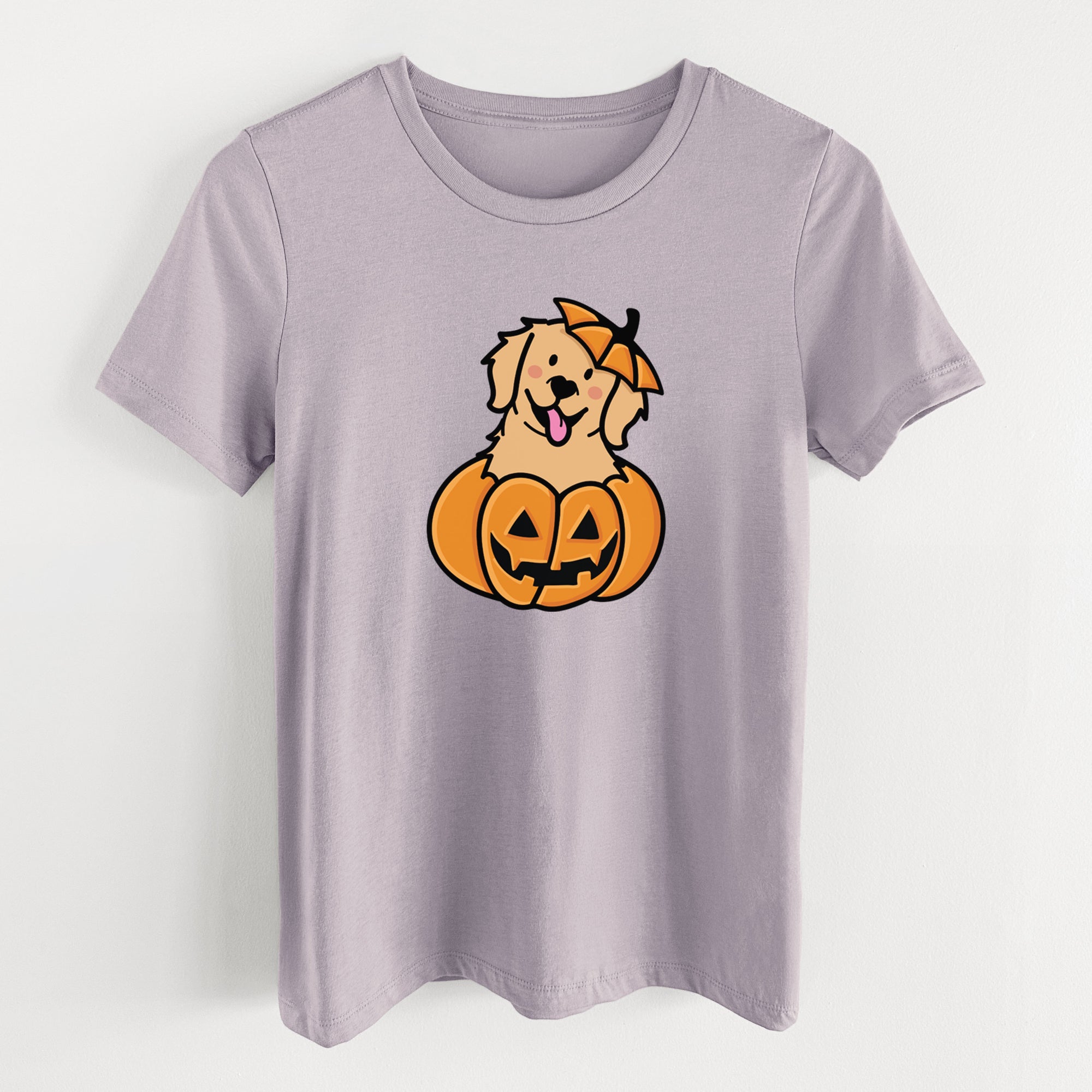 Pumpkin Pup - Golden Retriever - Women's Lightweight Relaxed Fit 100% Cotton Crewneck