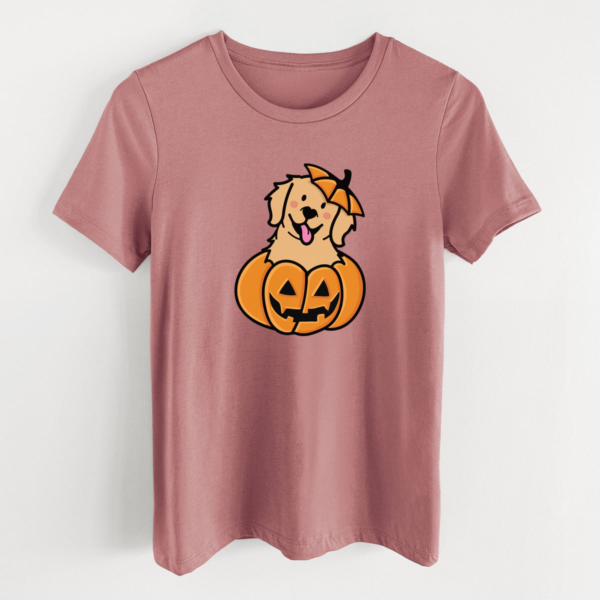 Pumpkin Pup - Golden Retriever - Women's Lightweight Relaxed Fit 100% Cotton Crewneck