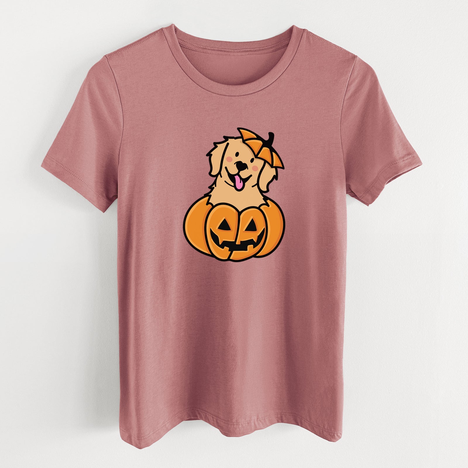 Pumpkin Pup - Golden Retriever - Women's Lightweight Relaxed Fit 100% Cotton Crewneck