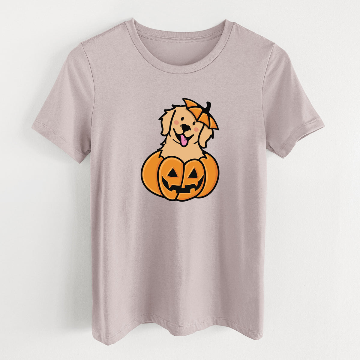 Pumpkin Pup - Golden Retriever - Women's Lightweight Relaxed Fit 100% Cotton Crewneck