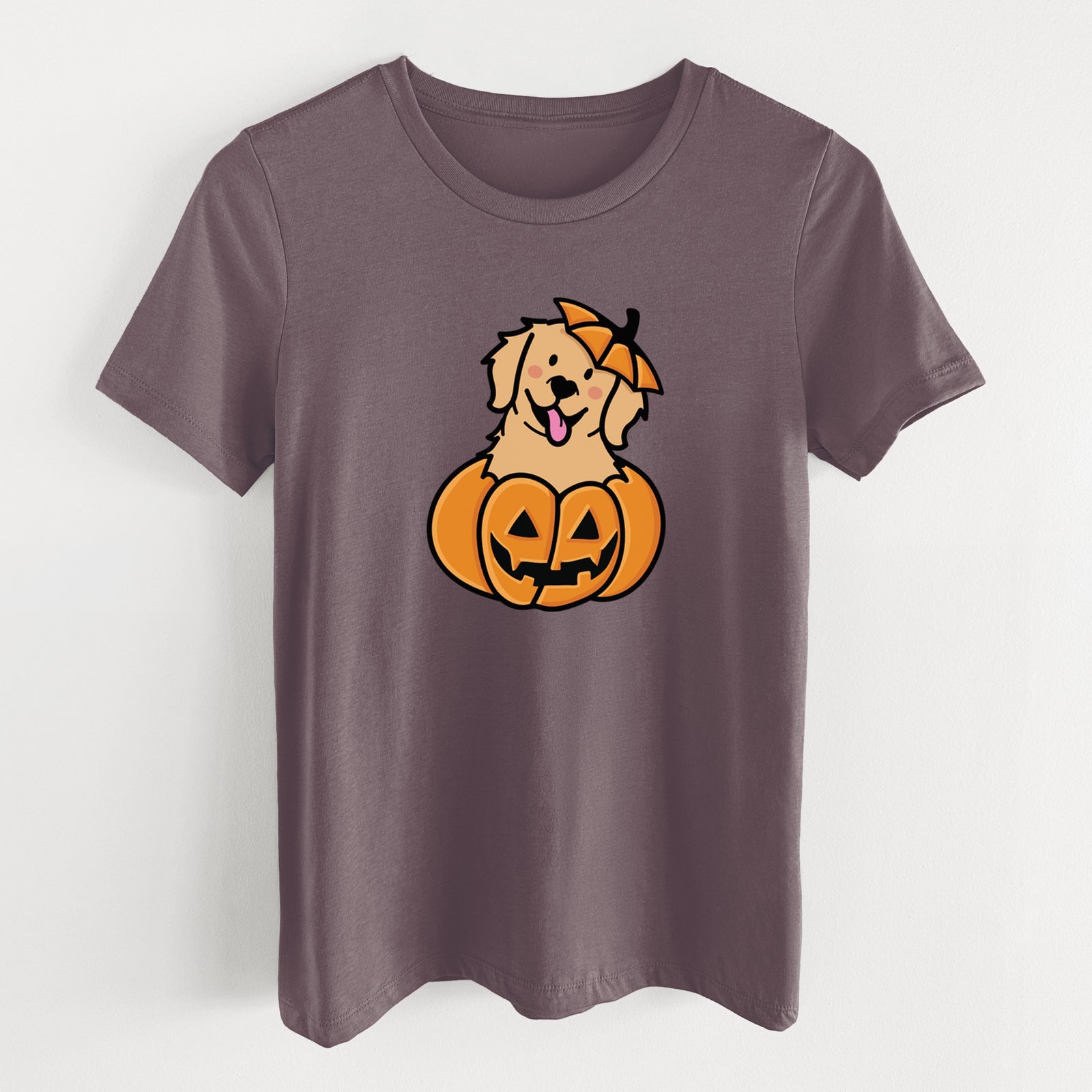 Pumpkin Pup - Golden Retriever - Women's Lightweight Relaxed Fit 100% Cotton Crewneck