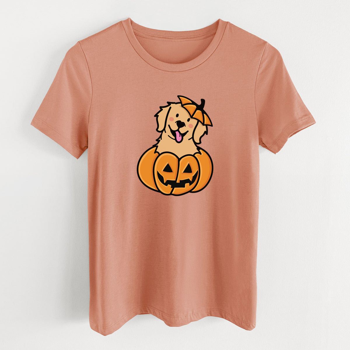 Pumpkin Pup - Golden Retriever - Women's Lightweight Relaxed Fit 100% Cotton Crewneck