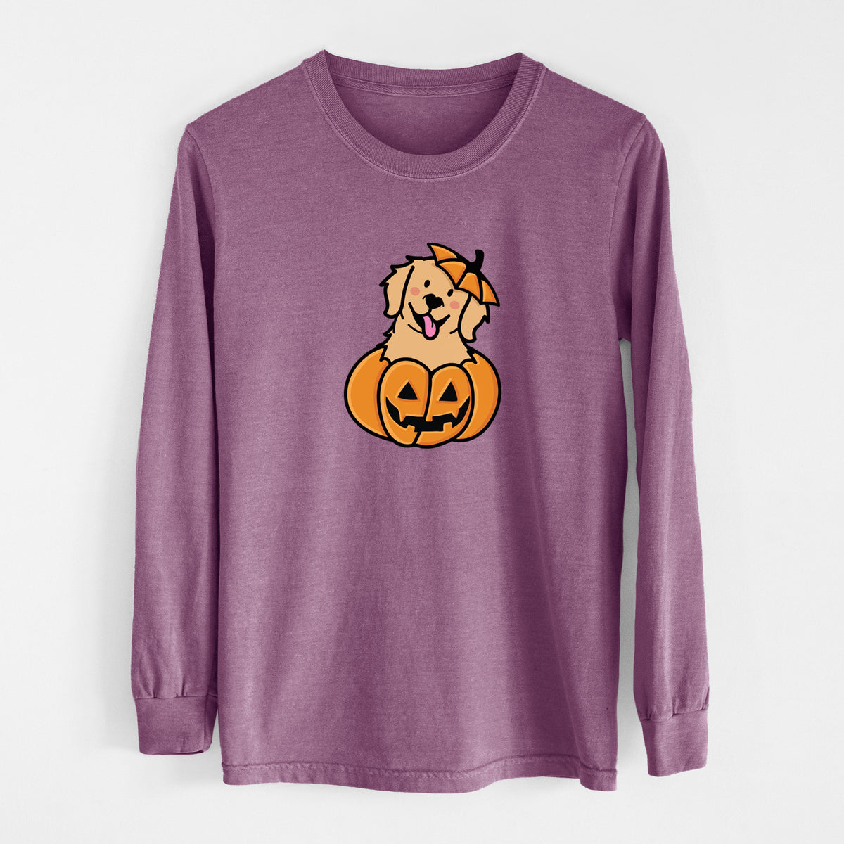 Pumpkin Pup - Golden Retriever - Heavyweight 100% Cotton Long Sleeve
