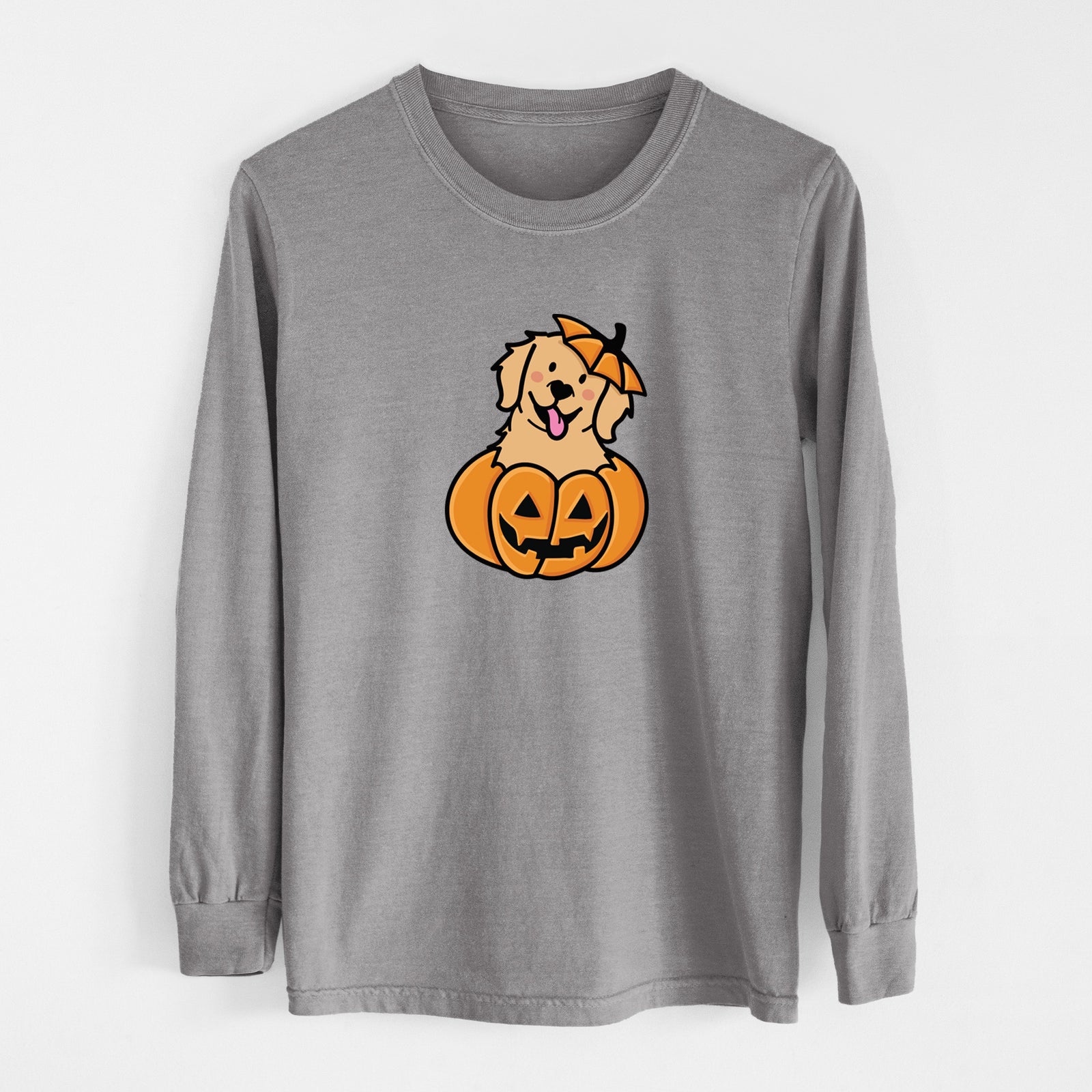 Pumpkin Pup - Golden Retriever - Heavyweight 100% Cotton Long Sleeve