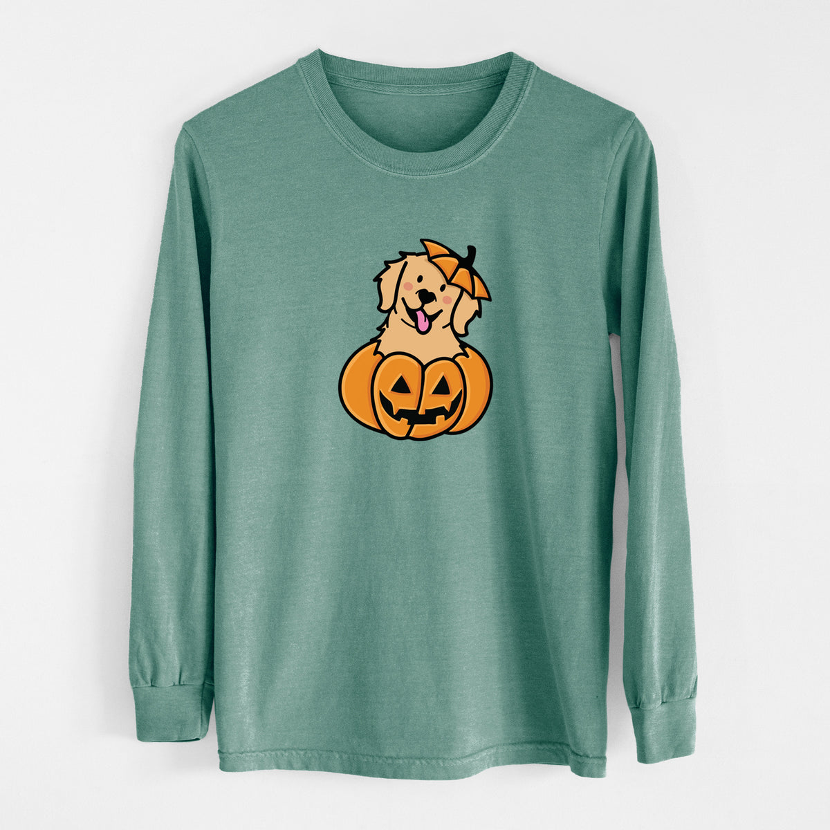 Pumpkin Pup - Golden Retriever - Heavyweight 100% Cotton Long Sleeve
