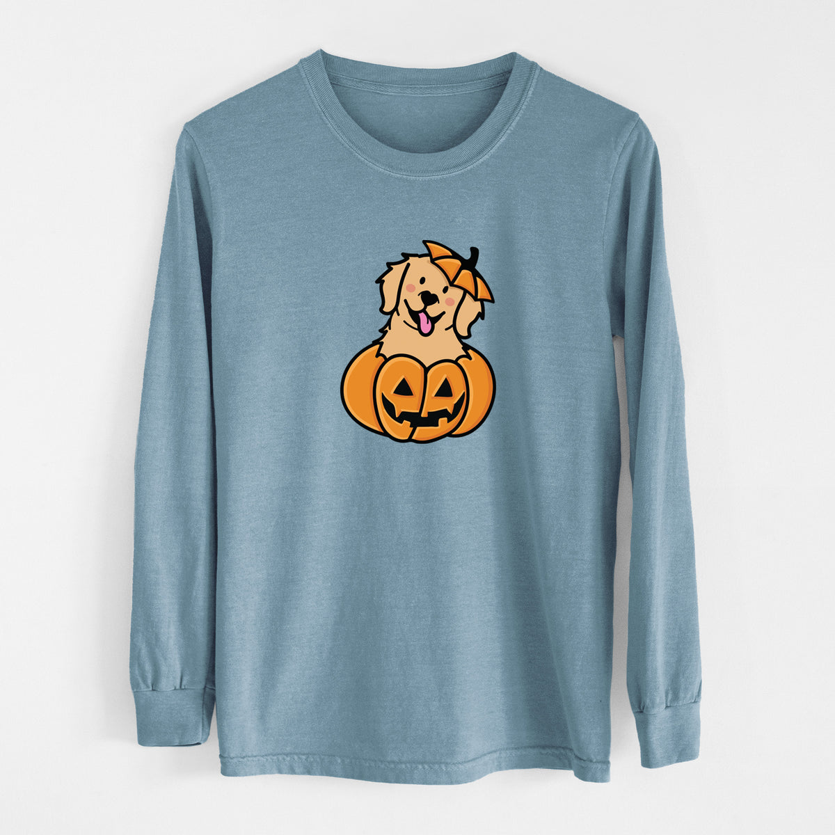 Pumpkin Pup - Golden Retriever - Heavyweight 100% Cotton Long Sleeve