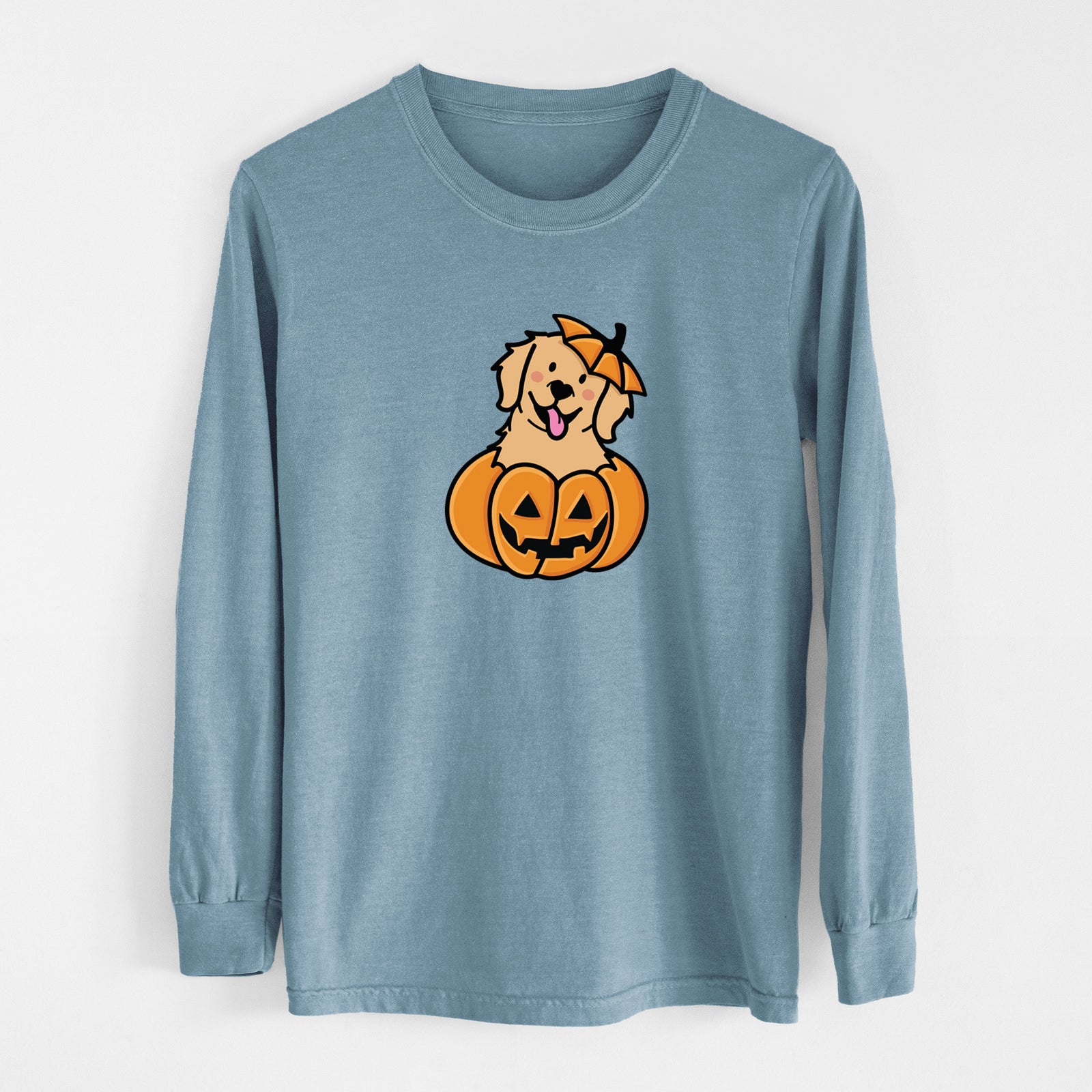 Pumpkin Pup - Golden Retriever - Heavyweight 100% Cotton Long Sleeve