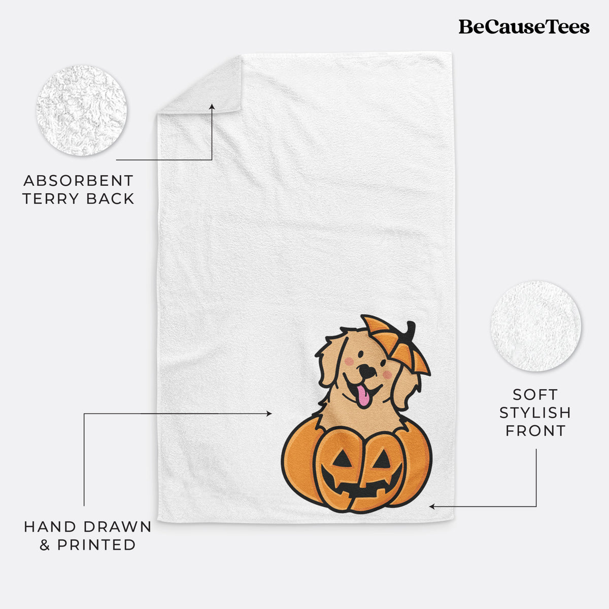Pumpkin Pup - Golden Retriever Hand Towel