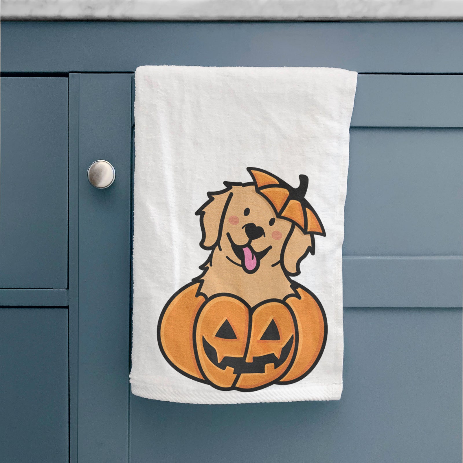 Pumpkin Pup - Golden Retriever Hand Towel