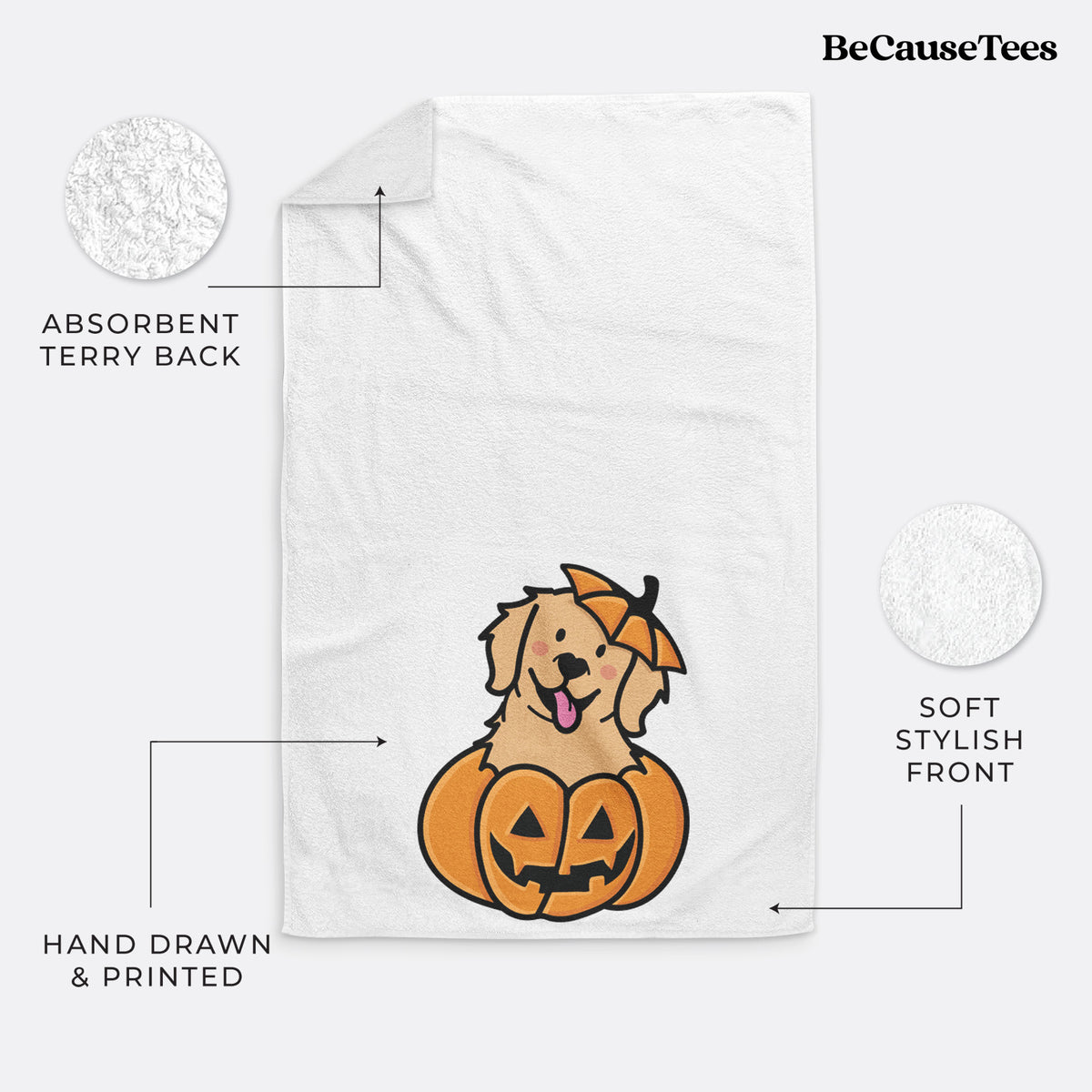 Pumpkin Pup - Golden Retriever Hand Towel