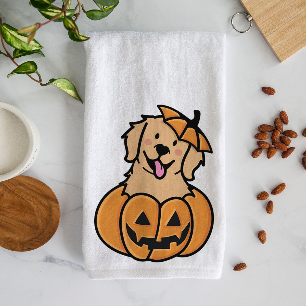 Pumpkin Pup - Golden Retriever Hand Towel