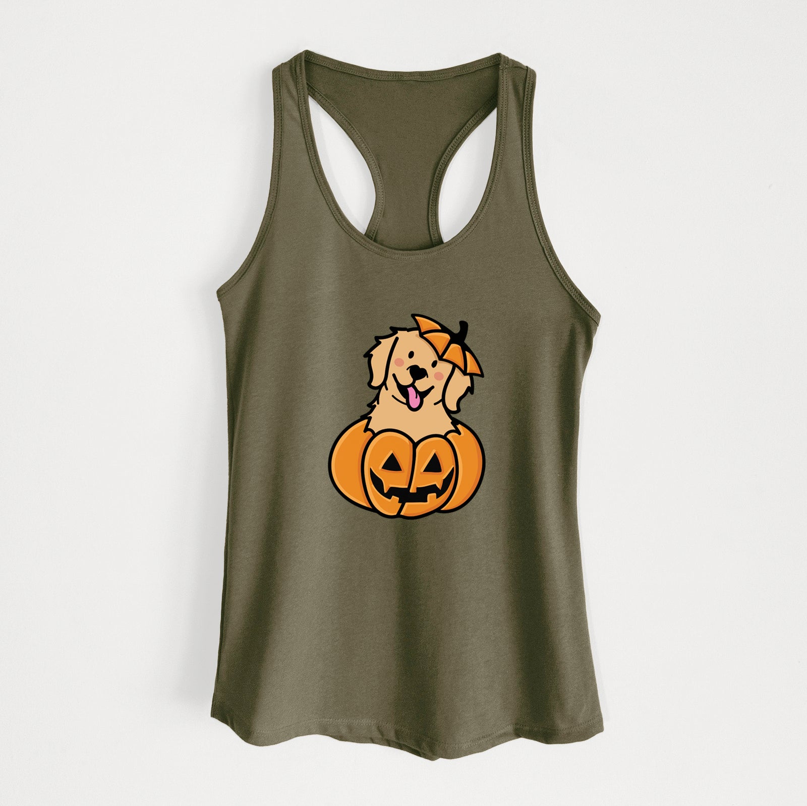 Pumpkin Pup - Golden Retriever - Women's Racerback Tanktop