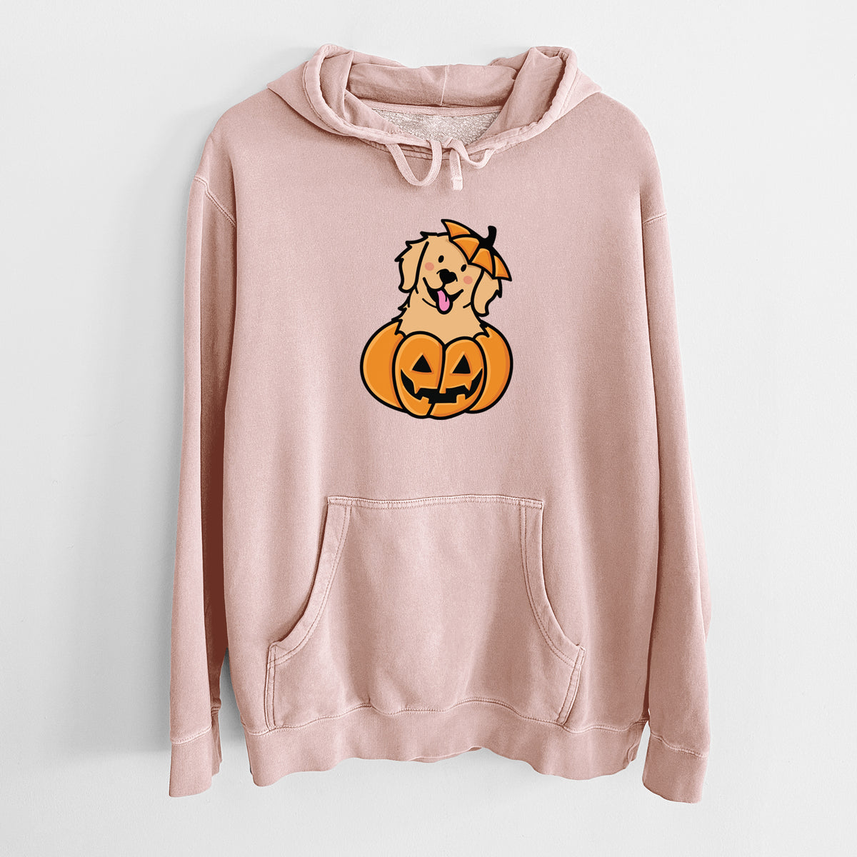Pumpkin Pup - Golden Retriever - Unisex Pigment Dyed Hoodie