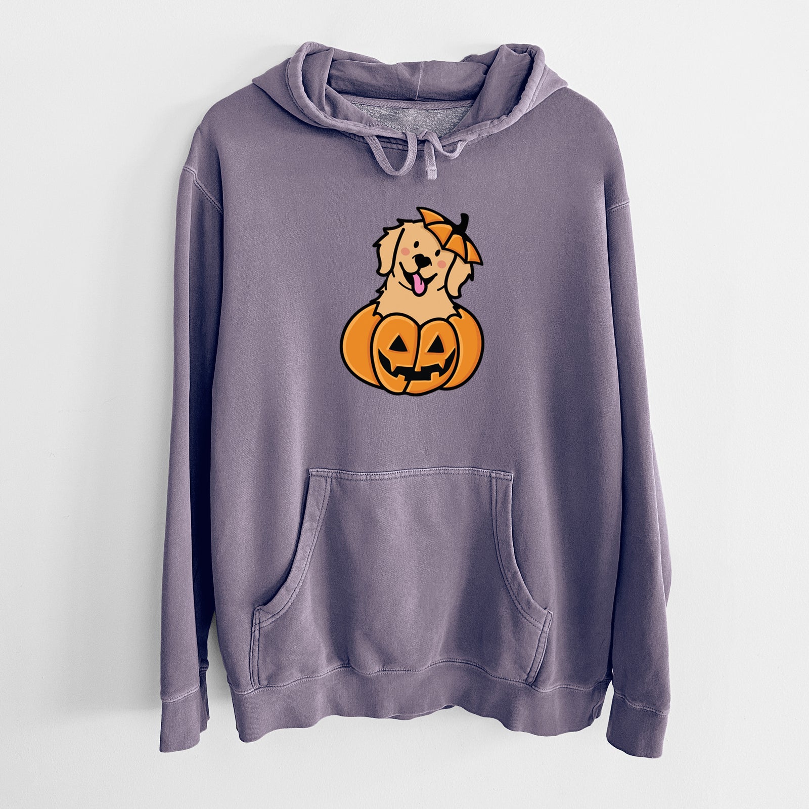 Pumpkin Pup - Golden Retriever - Unisex Pigment Dyed Hoodie