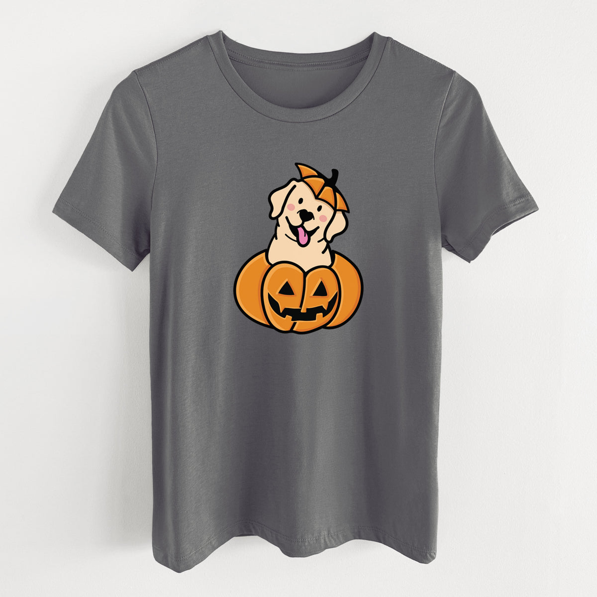 Pumpkin Pup - Labrador Retriever - Women's Lightweight Relaxed Fit 100% Cotton Crewneck