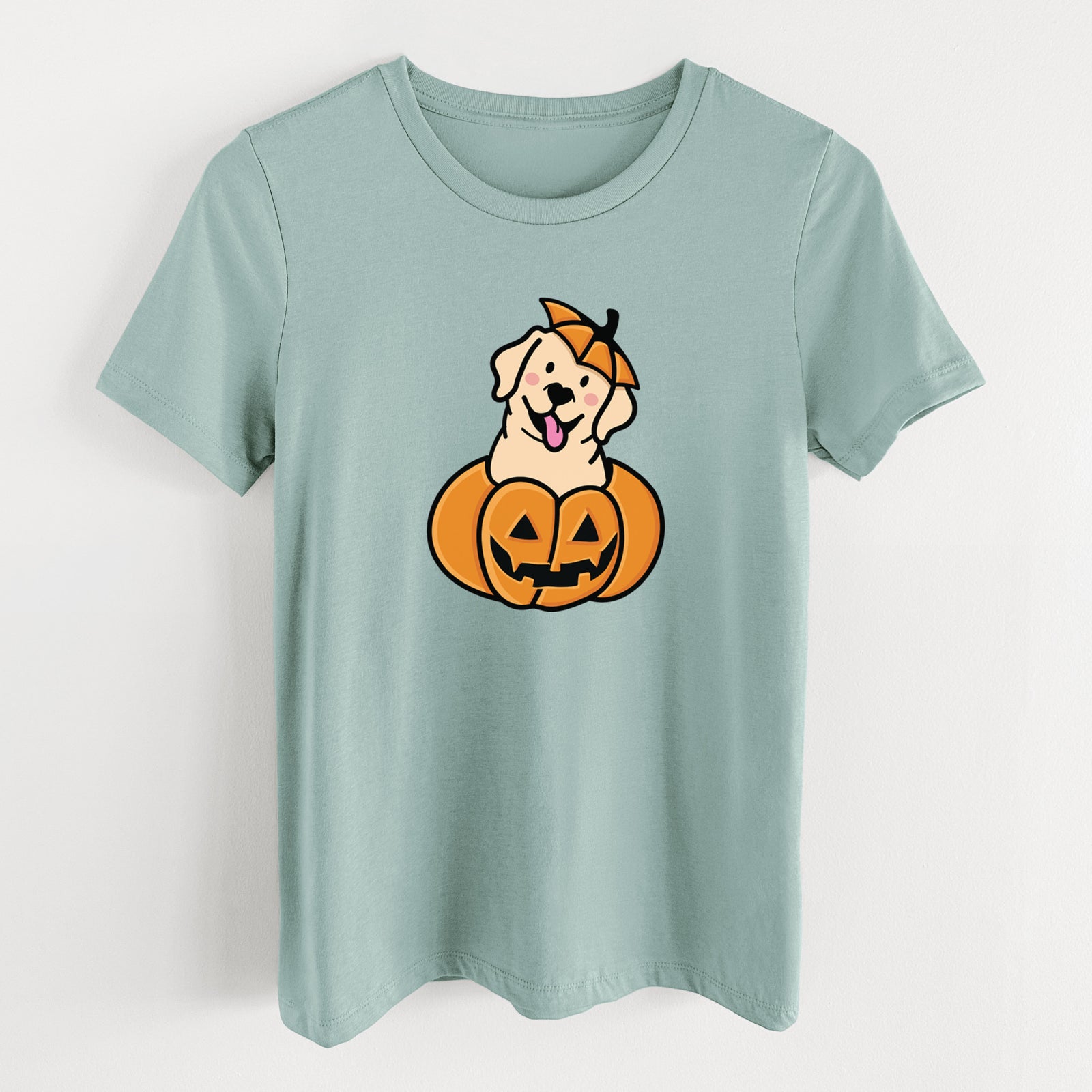 Pumpkin Pup - Labrador Retriever - Women's Lightweight Relaxed Fit 100% Cotton Crewneck