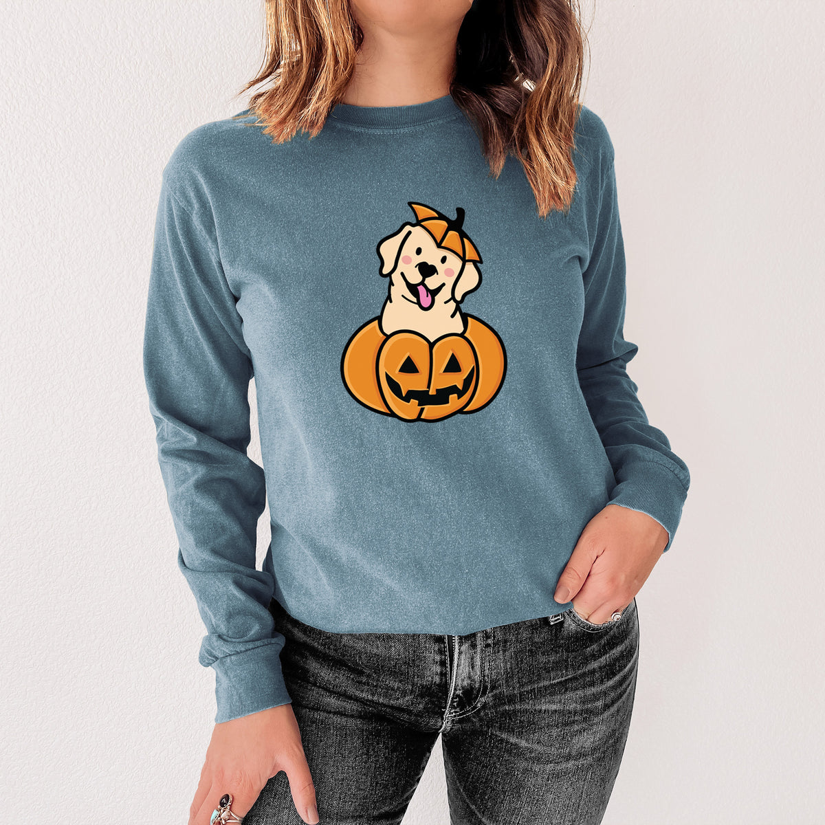 Pumpkin Pup - Labrador Retriever - Heavyweight 100% Cotton Long Sleeve