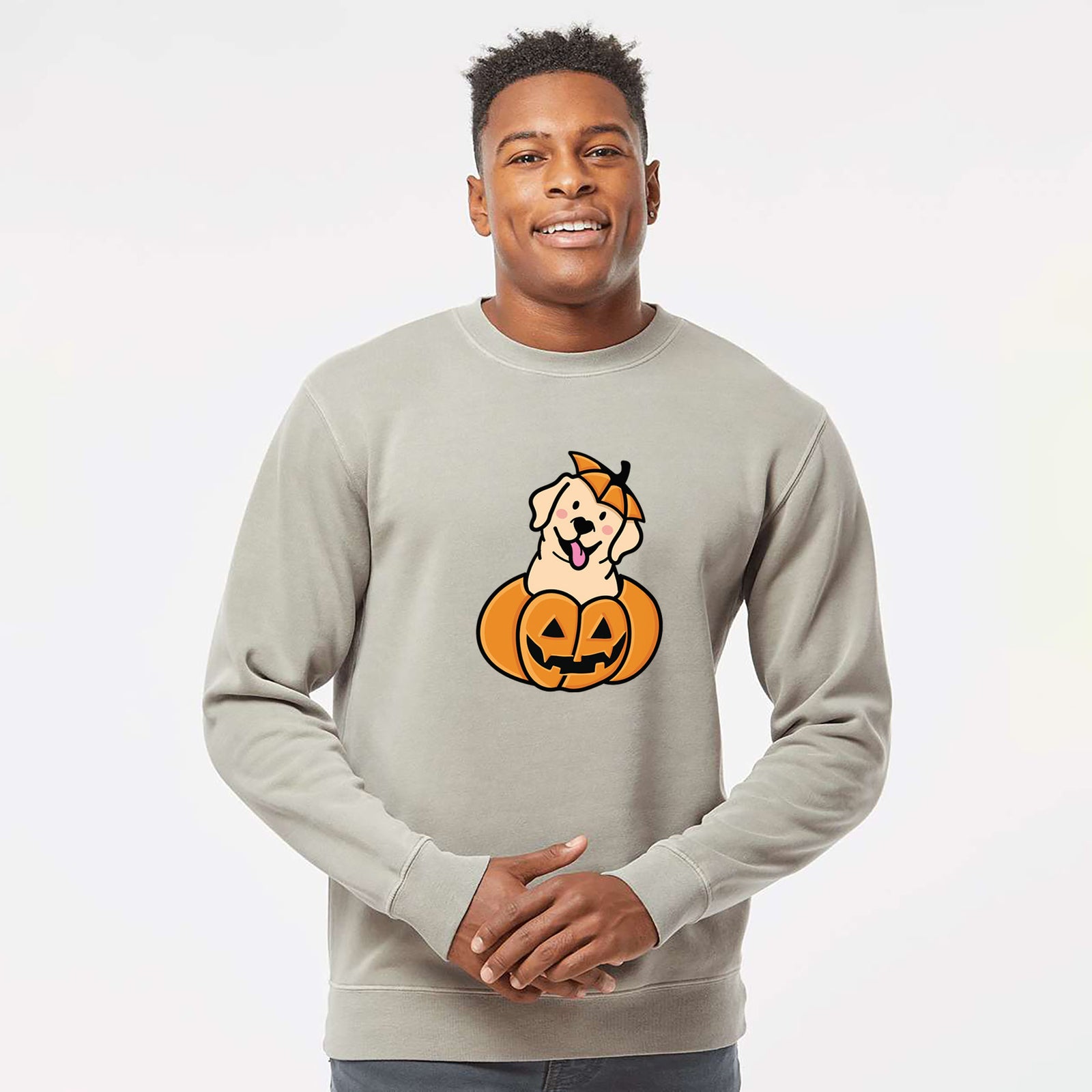 Pumpkin Pup - Labrador Retriever - Unisex Pigment Dyed Crew Sweatshirt