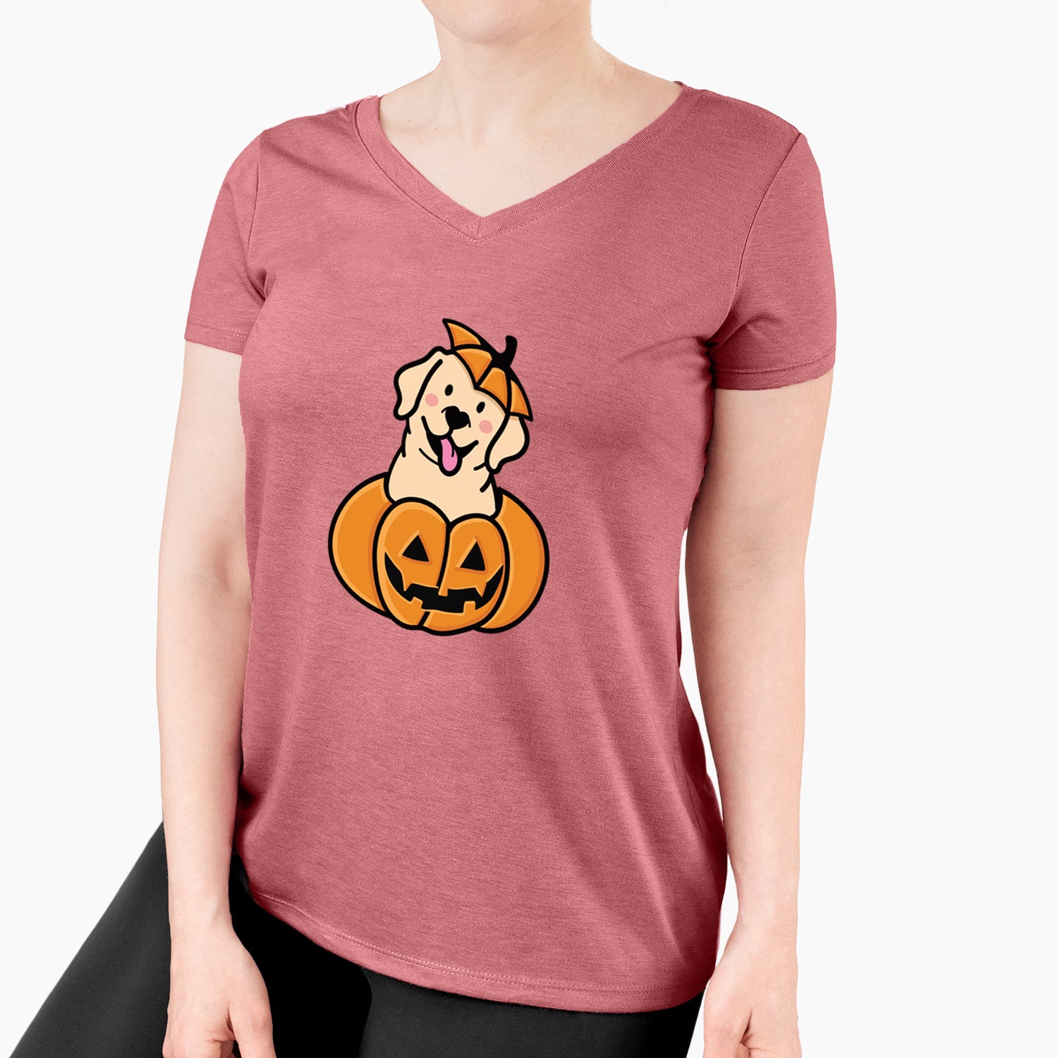 Pumpkin Pup - Labrador Retriever - Women's Perfect V-neck Shirt