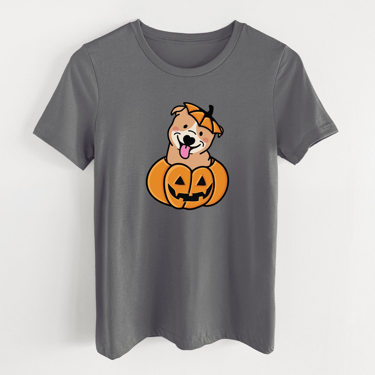 Pumpkin Pup - Pitbull - Women's Lightweight Relaxed Fit 100% Cotton Crewneck