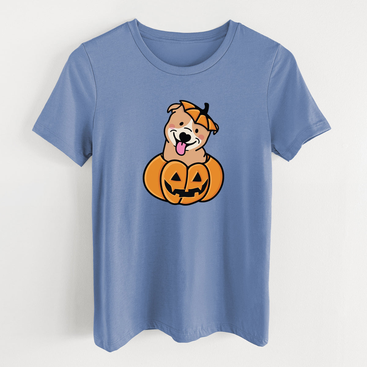 Pumpkin Pup - Pitbull - Women's Lightweight Relaxed Fit 100% Cotton Crewneck