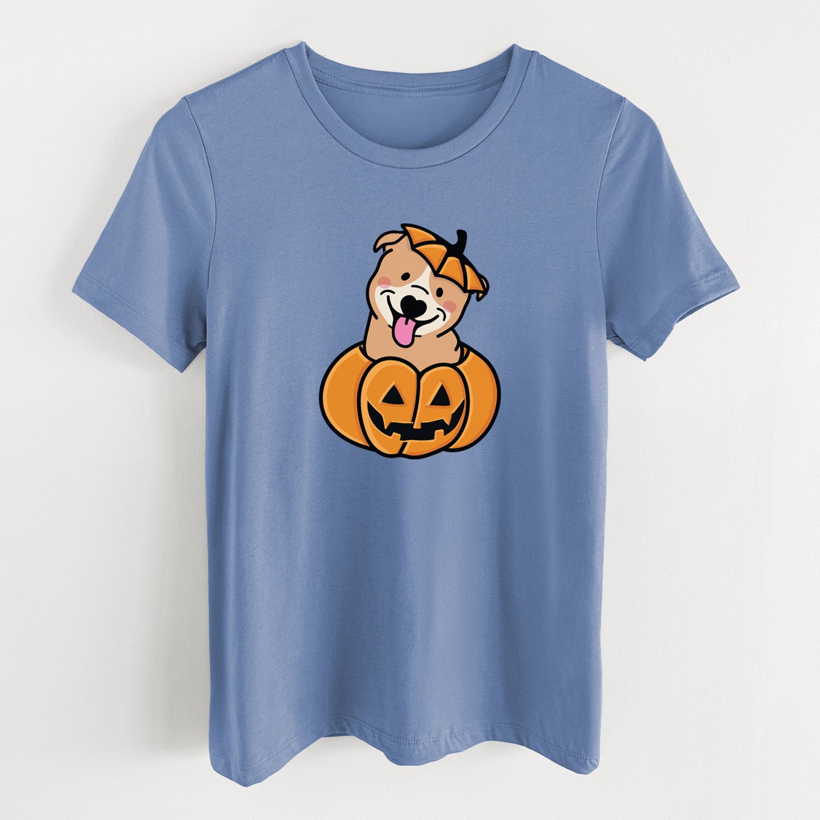 Pumpkin Pup - Pitbull - Women's Lightweight Relaxed Fit 100% Cotton Crewneck