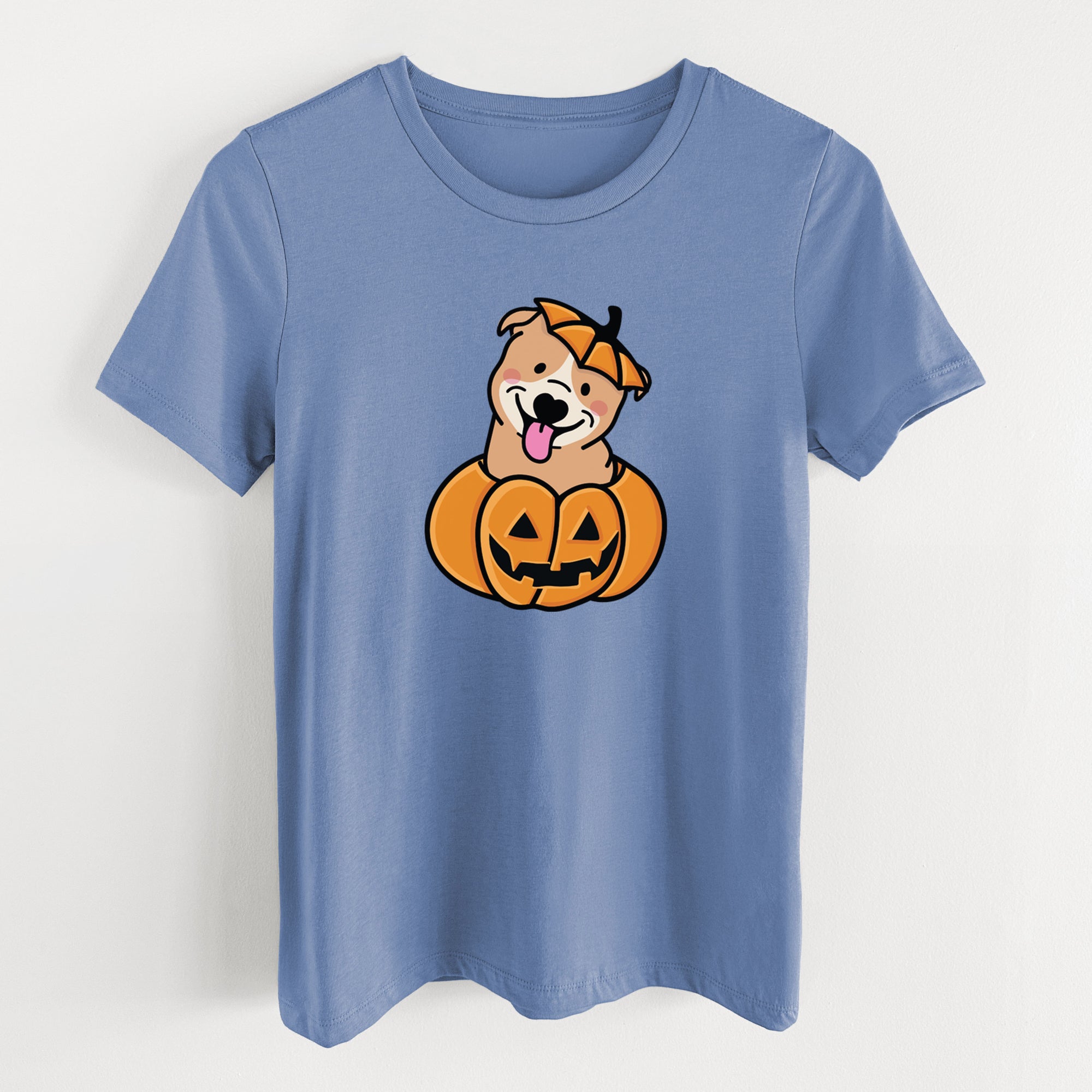 Pumpkin Pup - Pitbull - Women's Lightweight Relaxed Fit 100% Cotton Crewneck