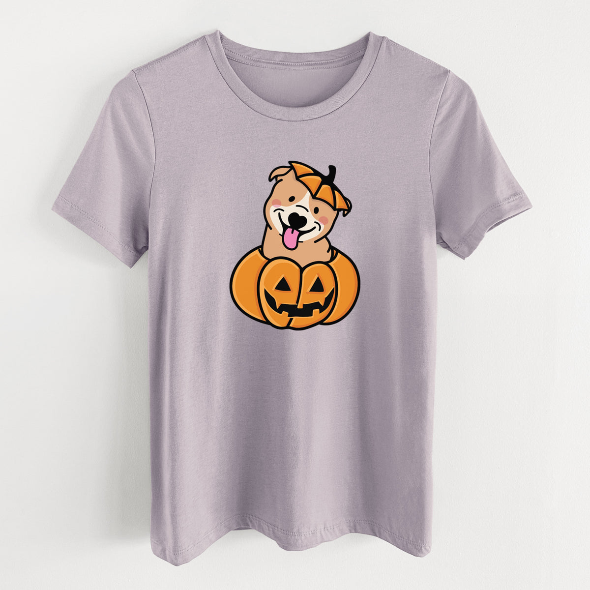 Pumpkin Pup - Pitbull - Women&#39;s Lightweight Relaxed Fit 100% Cotton Crewneck