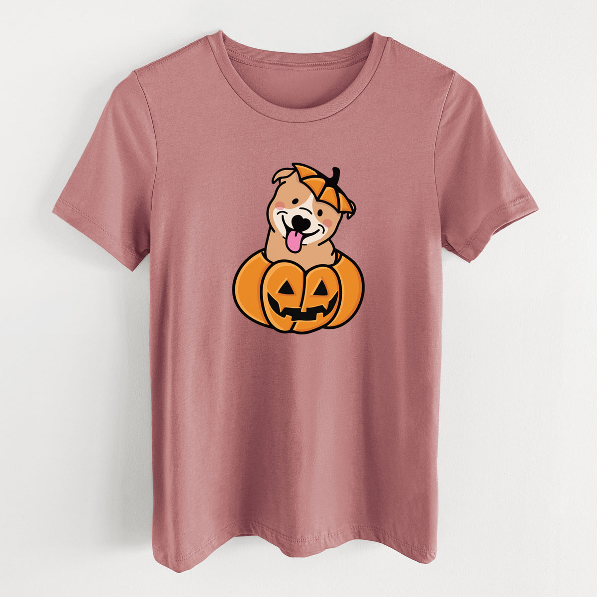Pumpkin Pup - Pitbull - Women's Lightweight Relaxed Fit 100% Cotton Crewneck