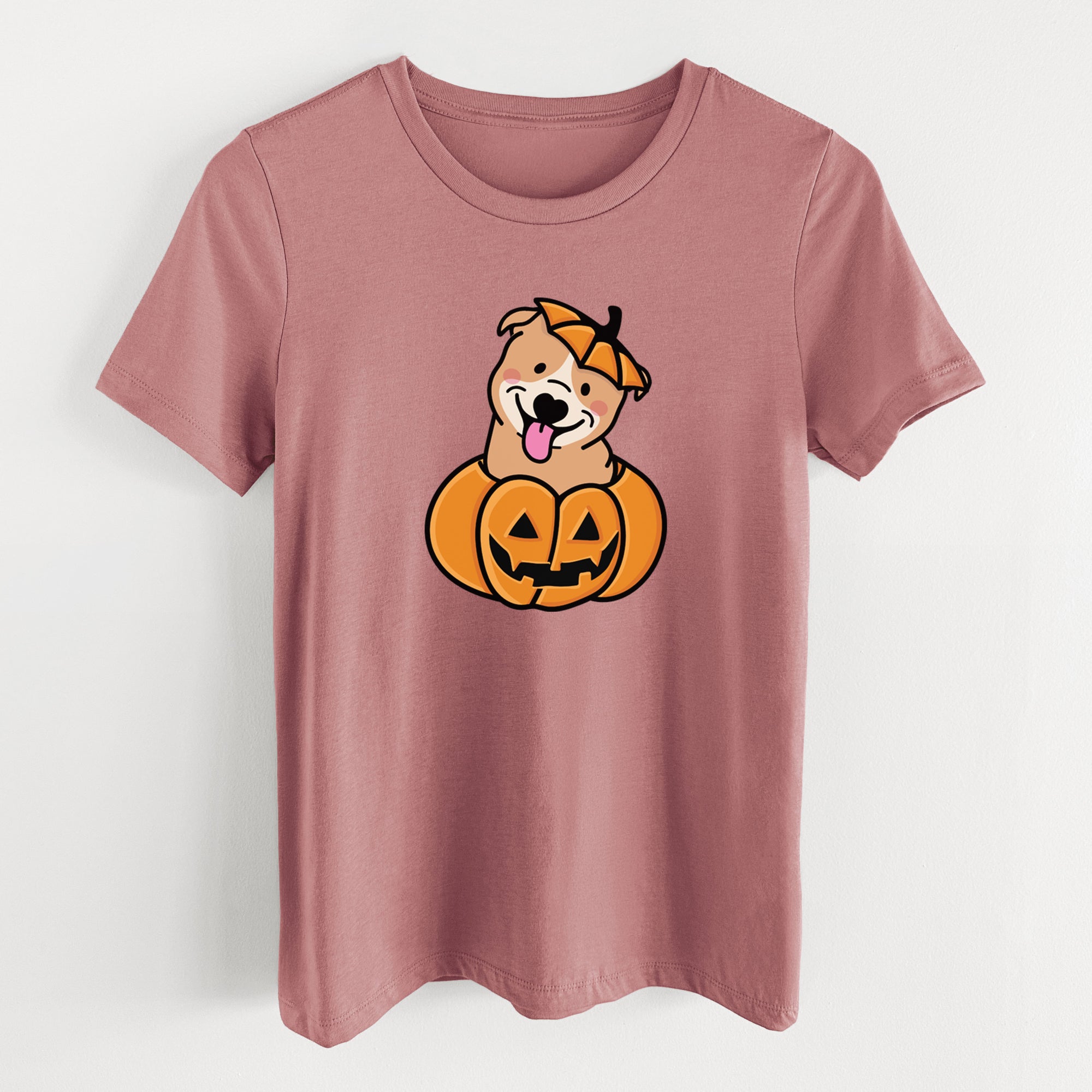 Pumpkin Pup - Pitbull - Women's Lightweight Relaxed Fit 100% Cotton Crewneck